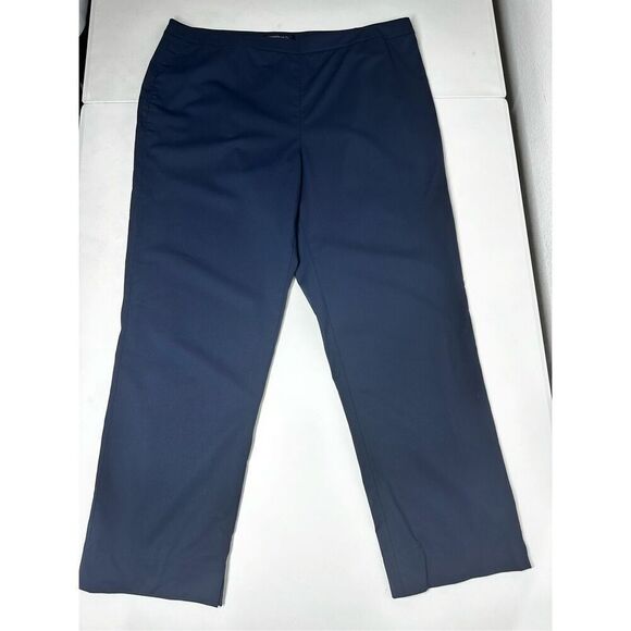 Lafayette 148 Sz 12 Straight Leg Dress Pants Navy Blue Side Zip Wool Blend *Note - Picture 1 of 16